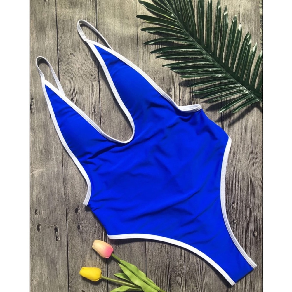 Blue Monokini Thong  Swimsuit - Picture 3 of 5